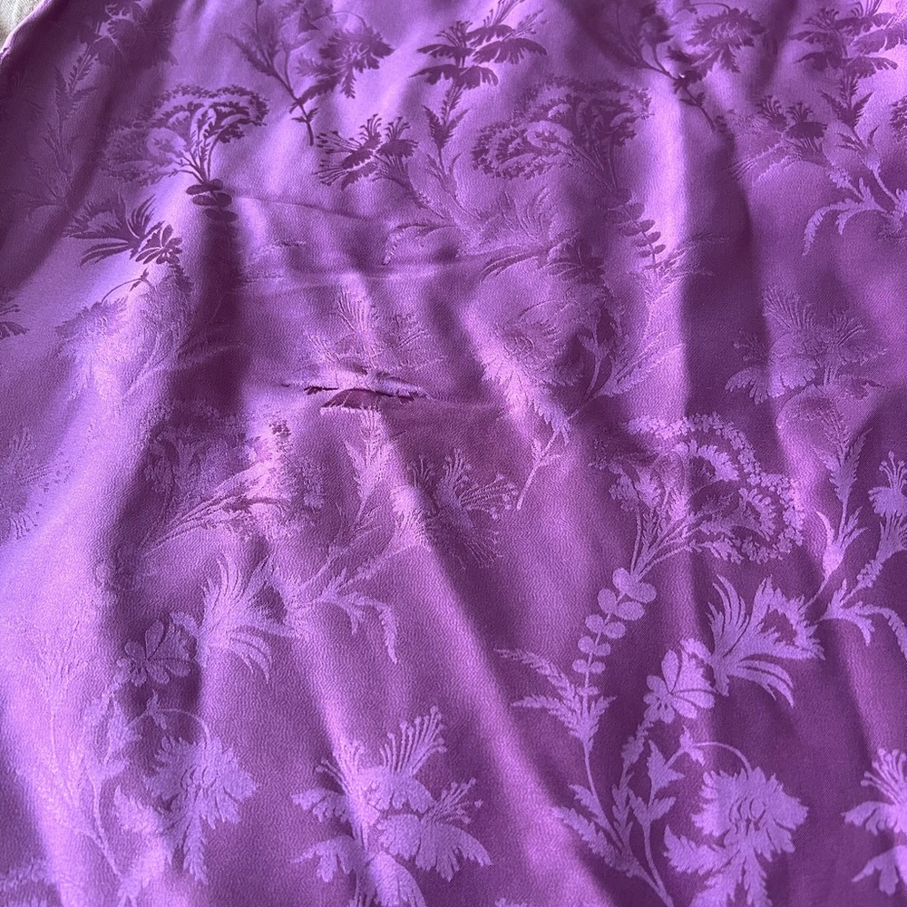 PAIGE Pink Silk Ruched midi skirt XSmall Damask Floral Women's Dusty Plum 90s - Picture 6 of 13